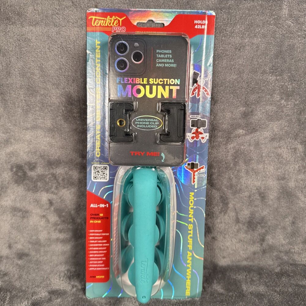 Tenikle Pro Flexible Tripod Bendable Suction Cup Camera Phone Mount Teal